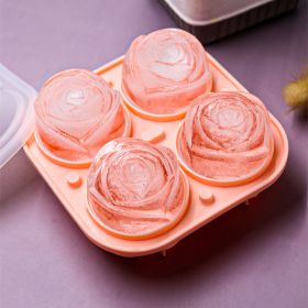 1pc Rose Shaped Ice Cube Tray; Silicone Ice Cube Mold; Kitchen Gadget - Pink