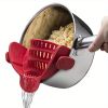 1pc Silicone Pot Strainer And Pasta Strainer, Adjustable Silicone Clip On Strainer For Pots, Pans, And Bowls, Kitchen Gadgets - 1 Pack Red