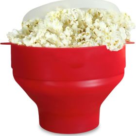 1pc Collapsible Silicone Microwave Popcorn Popper - Quick and Easy Way to Make Delicious Popcorn at Home - Red