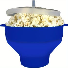 1pc Collapsible Silicone Microwave Popcorn Popper - Quick and Easy Way to Make Delicious Popcorn at Home - Blue