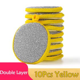 5/10pcs; Double Side Dishwashing Sponge Pan Pot Dish Wash Sponges Household Cleaning Tools Kitchen Tableware Dish Washing Brush - 10Pcs Yellow