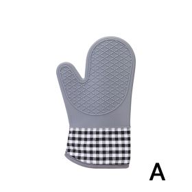 1pc Silicone Oven Mitts; Heat Insulation Pad; Nordic Style Microwave Oven Gloves; Kitchen Baking Gloves - A