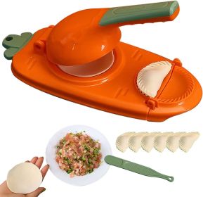 2-in-1 Manual Dough Press. Dumpling Empanada Pastries Maker - Orange