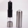 2pcs Stainless Steel Electric Automatic Pepper Mills Salt Grinder Silver - 2pcs