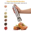 Electric Salt Pepper Grinder with Light Adjustable Coarseness Stainless Steel Salt Pepper Shaker - Silver