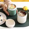 1pc Stainless Steel Soup Cup; Student Breakfast Cup; Outdoor Portable Milk Salad Soup Porridge Storage Can; Thermal Bag; Kitchen Supplies - White